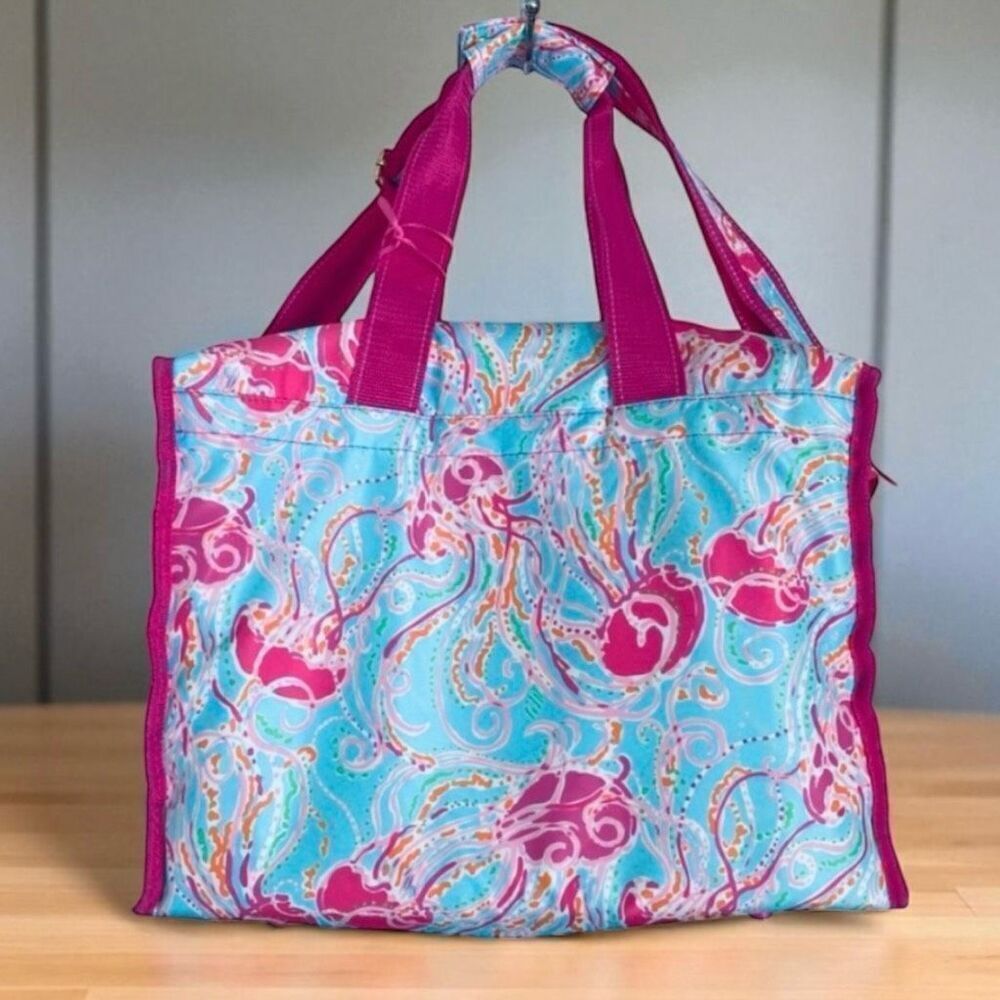 NWT Lilly Pulitzer Insulated cooler pink blue Jellies Be Jammin lunch beach bag - Picture 14 of 16